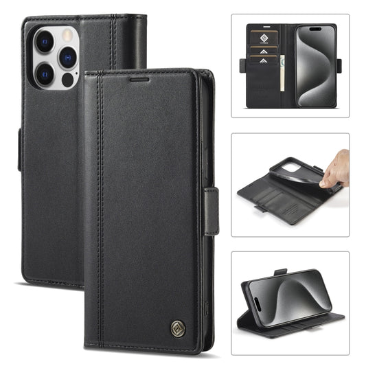 For iPhone 16 Pro LC.IMEEKE Skin-friendly Card Slots Leather Phone Case(Black) - iPhone 16 Pro Cases by LC.IMEEKE | Online Shopping UK | buy2fix