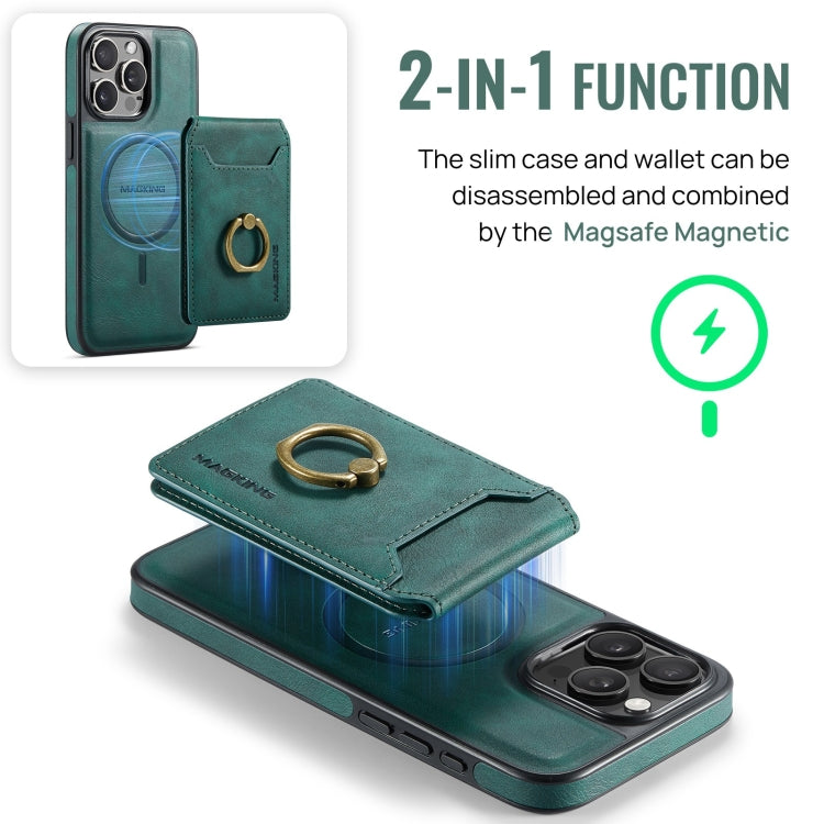 For iPhone 15 Pro DG.MING K1 MagSafe Detachable Wallet RFID Back Cover Phone Case(Green) - iPhone 15 Pro Cases by DG.MING | Online Shopping UK | buy2fix