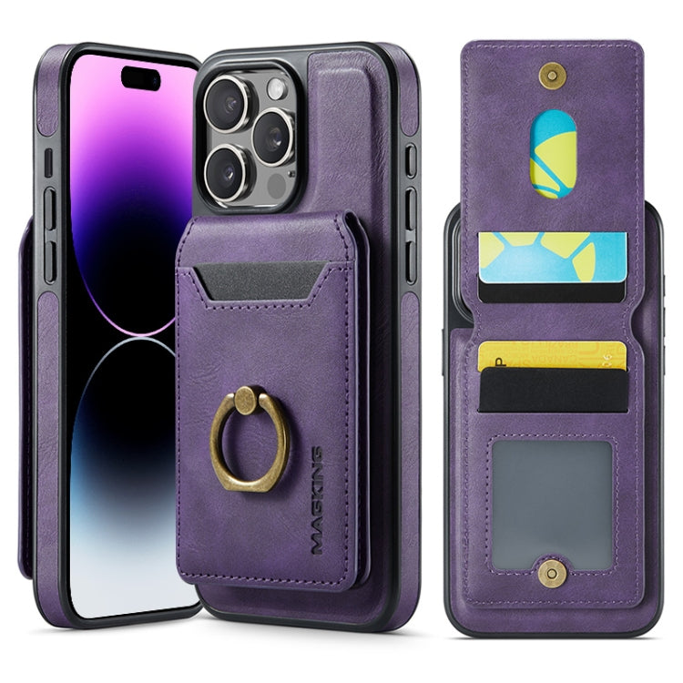 For iPhone 14 Pro Max DG.MING K1 MagSafe Detachable Wallet RFID Back Cover Phone Case(Purple) - iPhone 14 Pro Max Cases by DG.MING | Online Shopping UK | buy2fix