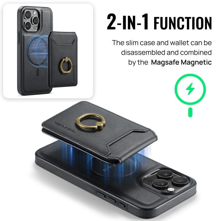 For iPhone 13 Pro Max DG.MING K1 MagSafe Detachable Wallet RFID Back Cover Phone Case(Black) - iPhone 13 Pro Max Cases by DG.MING | Online Shopping UK | buy2fix