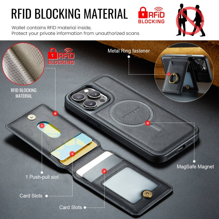 For iPhone 12 Pro Max DG.MING K1 MagSafe Detachable Wallet RFID Back Cover Phone Case(Black) - iPhone 12 Pro Max Cases by DG.MING | Online Shopping UK | buy2fix