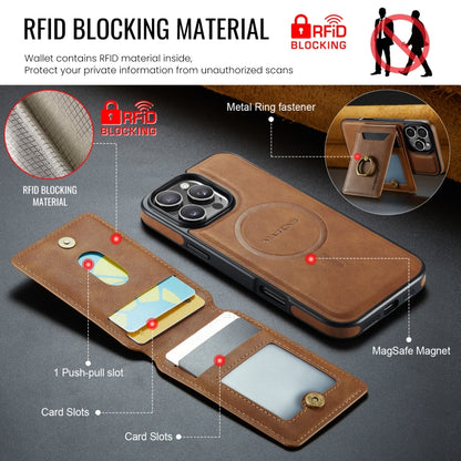 For iPhone 16 Pro DG.MING K1 MagSafe Detachable Wallet RFID Back Cover Phone Case(Brown) - iPhone 16 Pro Cases by DG.MING | Online Shopping UK | buy2fix