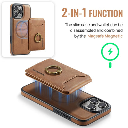 For iPhone 16 Pro DG.MING K1 MagSafe Detachable Wallet RFID Back Cover Phone Case(Brown) - iPhone 16 Pro Cases by DG.MING | Online Shopping UK | buy2fix