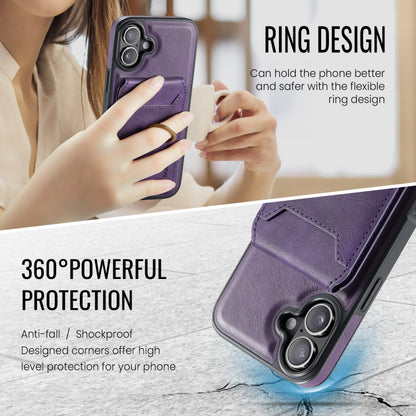 For iPhone 16 Plus DG.MING K1 MagSafe Detachable Wallet RFID Back Cover Phone Case(Purple) - iPhone 16 Plus Cases by DG.MING | Online Shopping UK | buy2fix