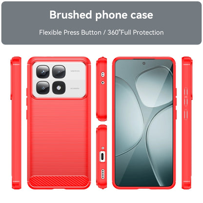 For Redmi K70 Ultra Brushed Texture Carbon Fiber TPU Phone Case(Red) - Xiaomi Cases by buy2fix | Online Shopping UK | buy2fix