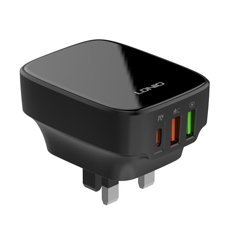 LDNIO Q334 32W Type-C + Dual USB Port Charger with 1m Micro USB Data Cable, Plug Type:UK Plug(Black) - USB Charger by LDNIO | Online Shopping UK | buy2fix