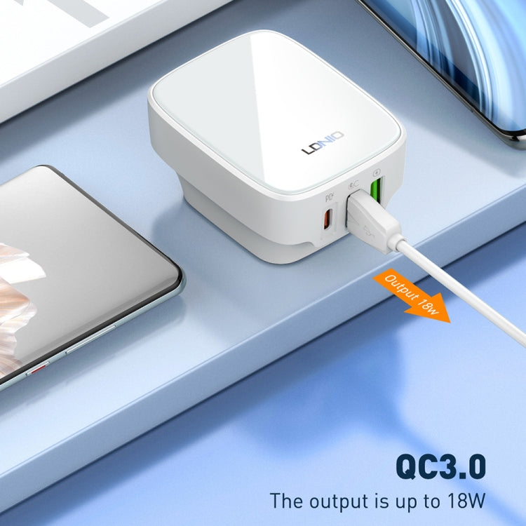 LDNIO Q334 32W Type-C + Dual USB Port Charger with 1m Micro USB Data Cable, Plug Type:UK Plug(White) - USB Charger by LDNIO | Online Shopping UK | buy2fix