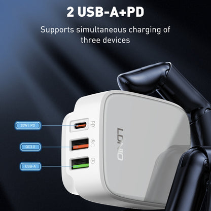 LDNIO Q334 32W Type-C + Dual USB Port Charger with 1m Micro USB Data Cable, Plug Type:UK Plug(White) - USB Charger by LDNIO | Online Shopping UK | buy2fix