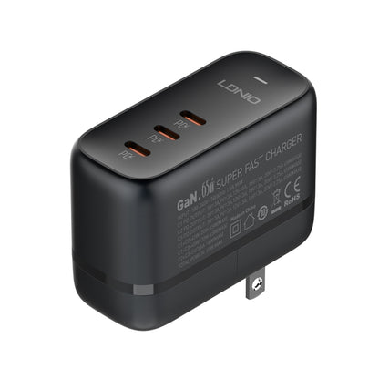 LDNIO Q367 65W GaN 3 x USB-C / Type-C Interface Charger with 1m USB-C / Type-C to USB-C / Type-C Data Cable, Plug Type:US Plug(Black) - USB Charger by LDNIO | Online Shopping UK | buy2fix