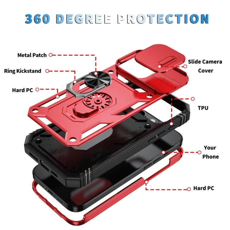 For iPhone 16 Pro Sliding Camshield TPU + PC Phone Case with Holder(Red+Black) - iPhone 16 Pro Cases by buy2fix | Online Shopping UK | buy2fix