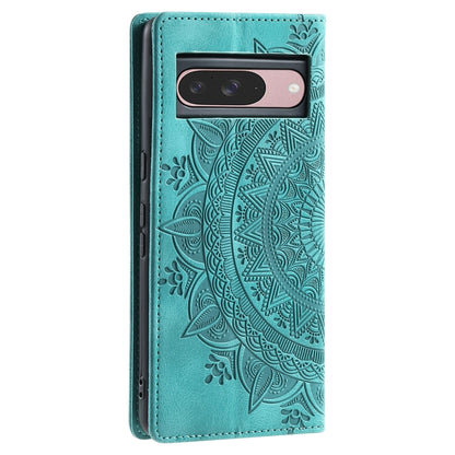 For Google Pixel 9 / 9 Pro Totem Embossed Magnetic Leather Phone Case(Green) - Google Cases by buy2fix | Online Shopping UK | buy2fix