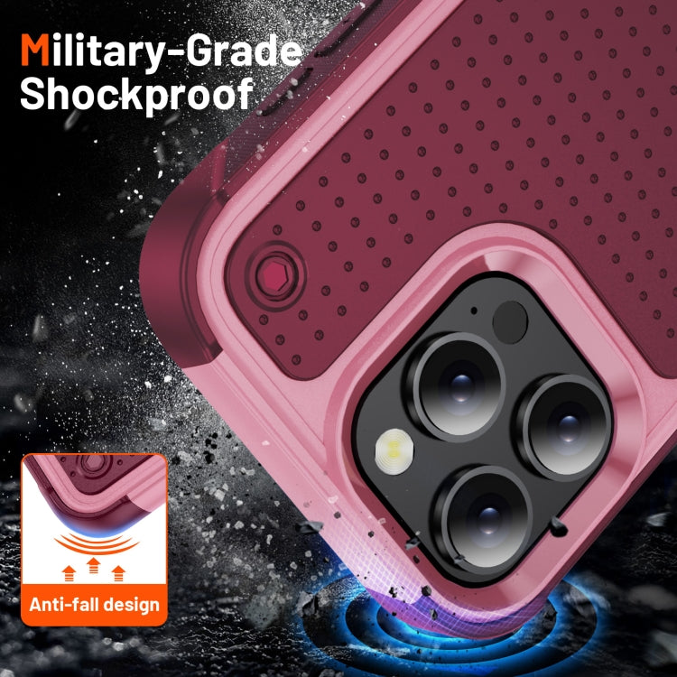 For iPhone 16 Pro PC + TPU Shockproof Protective Phone Case(Pink+Dark Red) - iPhone 16 Pro Cases by buy2fix | Online Shopping UK | buy2fix