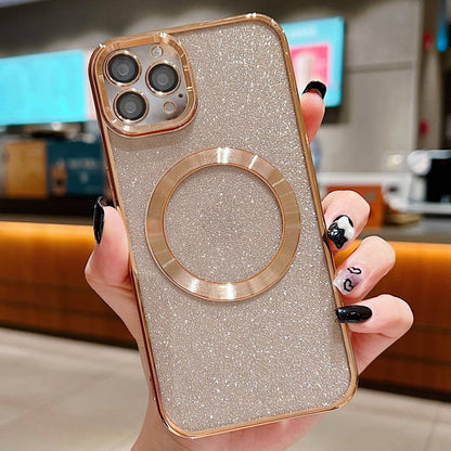 For iPhone 16 Pro Electroplating Pure Color Glitter Powder MagSafe Phone Case(Gold) - iPhone 16 Pro Cases by buy2fix | Online Shopping UK | buy2fix