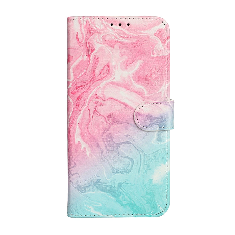 For iPhone 16 Pro Max Colored Drawing Marble Pattern Leather Phone Case(Pink Green Marble) - iPhone 16 Pro Max Cases by buy2fix | Online Shopping UK | buy2fix