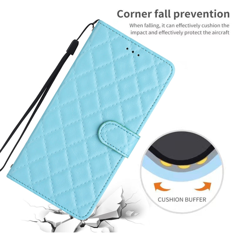 For iPhone 16 Pro Rhombus Lattice Texture Leather Phone Case(Light Blue) - iPhone 16 Pro Cases by buy2fix | Online Shopping UK | buy2fix