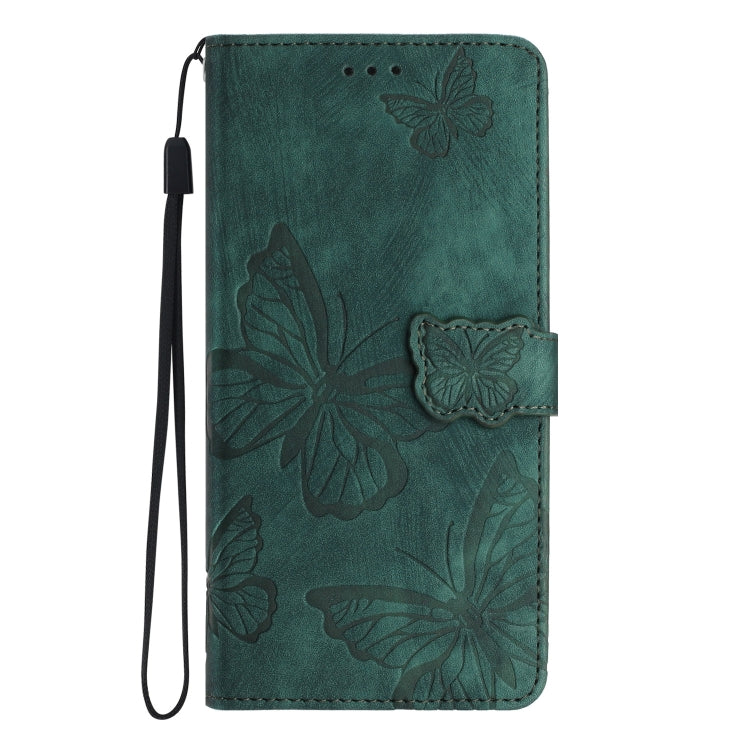 For iPhone 16 Plus Skin-feel Embossed Butterfly Leather Phone Case(Green) - iPhone 16 Plus Cases by buy2fix | Online Shopping UK | buy2fix