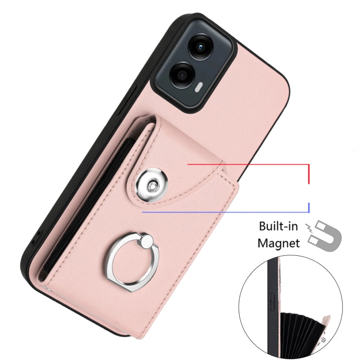 For Motorola Moto G 5G 2024 Organ Card Bag Ring Holder Phone Case(Pink) - Motorola Cases by buy2fix | Online Shopping UK | buy2fix