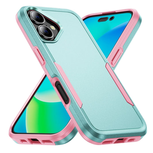 For iPhone 16 Plus Pioneer Armor Heavy Duty PC + TPU Phone Case(Green+Pink) - iPhone 16 Plus Cases by buy2fix | Online Shopping UK | buy2fix