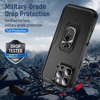 For iPhone 16 Pro Max Pioneer Armor Heavy Duty PC + TPU Phone Case with Holder(Black) - iPhone 16 Pro Max Cases by buy2fix | Online Shopping UK | buy2fix