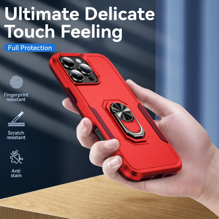 For iPhone 16 Pro Pioneer Armor Heavy Duty PC + TPU Phone Case with Holder(Red+Rose Red) - iPhone 16 Pro Cases by buy2fix | Online Shopping UK | buy2fix