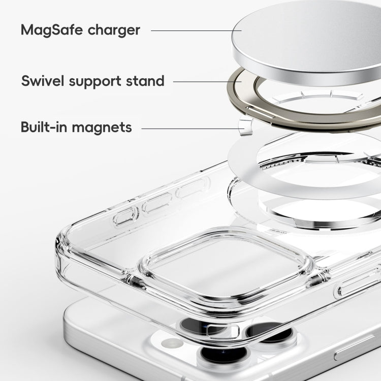 For iPhone 16 Crystal Clear MagSafe Magnetic Holder Phone Case(Transparent) - iPhone 16 Cases by buy2fix | Online Shopping UK | buy2fix