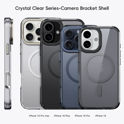 For iPhone 16 Mirror Crystal Clear Lens Holder MagSafe Magnetic Phone Case(Transparent Grey) - iPhone 16 Cases by buy2fix | Online Shopping UK | buy2fix