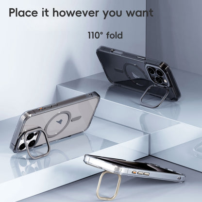 For iPhone 16 Pro Max Mirror Crystal Clear Lens Holder MagSafe Magnetic Phone Case(Transparent Grey) - iPhone 16 Pro Max Cases by buy2fix | Online Shopping UK | buy2fix