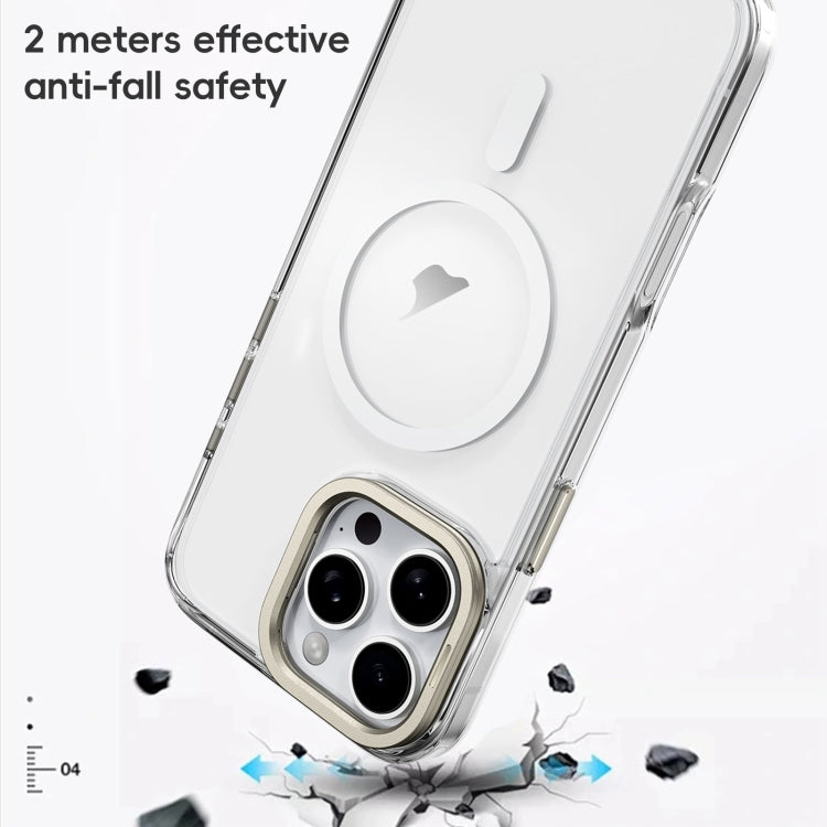 For iPhone 16 Pro Max Frosted Crystal Clear Lens Holder MagSafe Magnetic Phone Case(Transparent Grey) - iPhone 16 Pro Max Cases by buy2fix | Online Shopping UK | buy2fix