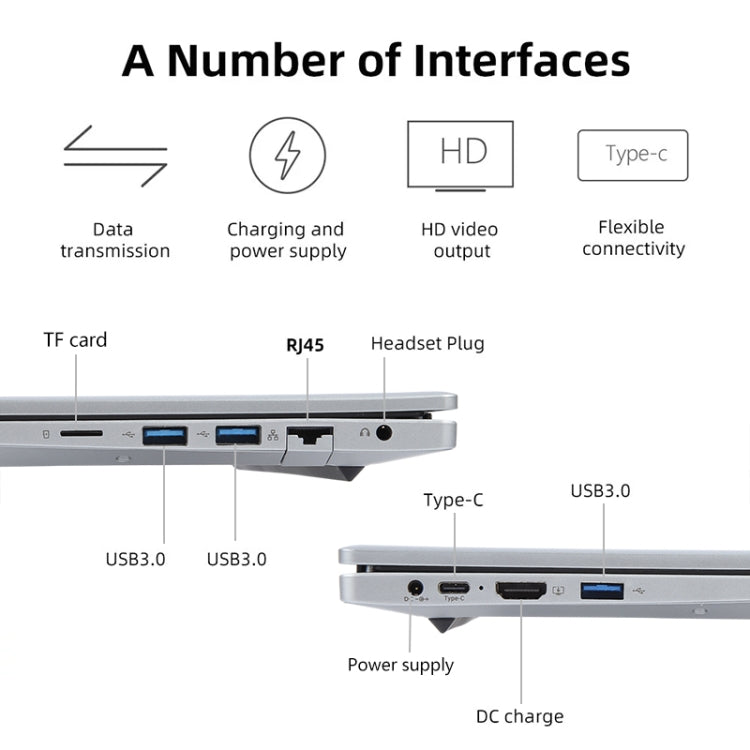 14 inch Windows 11 Laptop, 16GB+512GB, Gen 5th Intel Core i3 CPU, 180 Degree Rotation Axis(Silver) - Others by buy2fix | Online Shopping UK | buy2fix