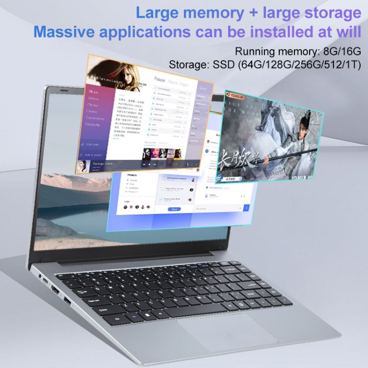 14 inch Windows 11 Laptop, 16GB+512GB, Gen 5th Intel Core i3 CPU, 180 Degree Rotation Axis(Silver) - Others by buy2fix | Online Shopping UK | buy2fix