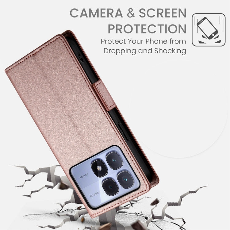 For Redmi K70 Ultra Side Buckle Magnetic Frosted Leather Phone Case(Rose Gold) - Xiaomi Cases by buy2fix | Online Shopping UK | buy2fix