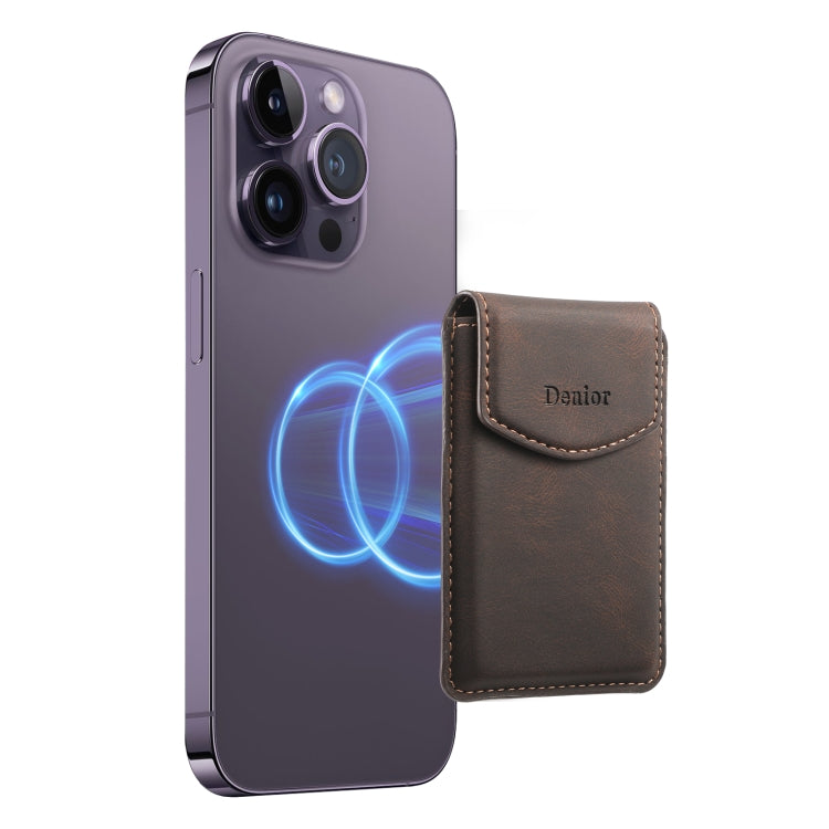 Denior V12 MagSafe Magnetic Phone PU Card Sleeve(Brown) - Others Accessories by Denior | Online Shopping UK | buy2fix