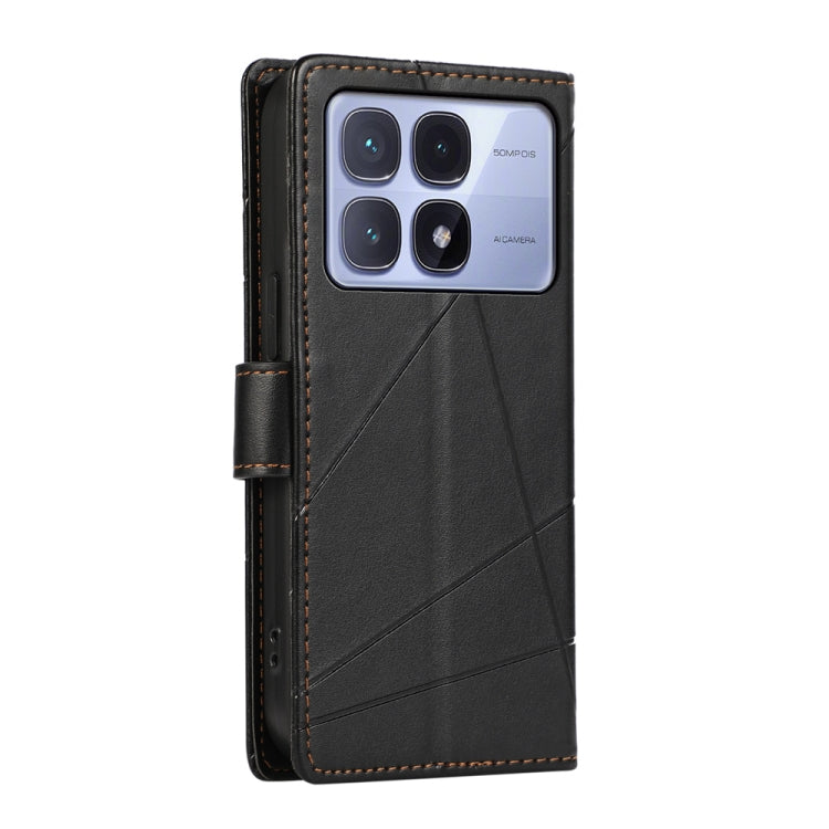 For Redmi K70 Ultra PU Genuine Leather Texture Embossed Line Phone Case(Black) - Xiaomi Cases by buy2fix | Online Shopping UK | buy2fix