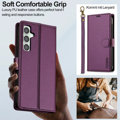 For Samsung Galaxy A35 5G LC.IMEEKE L2 Series Detachable Magsafe PU Phone Case with Lanyard(Purple) - Galaxy Phone Cases by LC.IMEEKE | Online Shopping UK | buy2fix