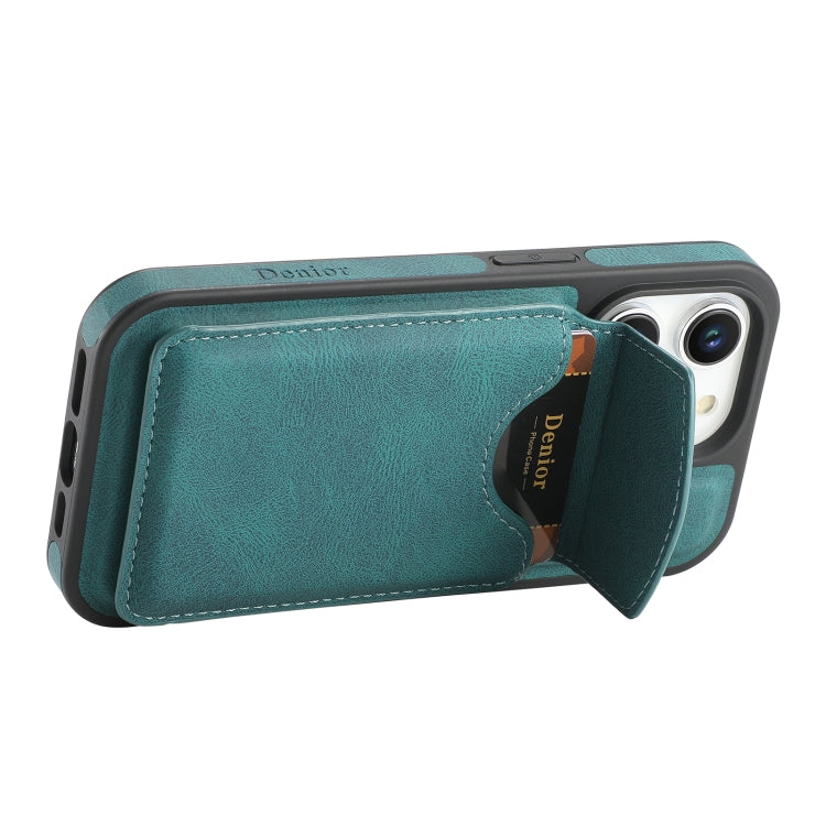 For iPhone 13 Pro Denior D20 Skin Feel MagSafe Holder Detachable Card Slot Phone Case(Blue) - iPhone 13 Pro Cases by Denior | Online Shopping UK | buy2fix