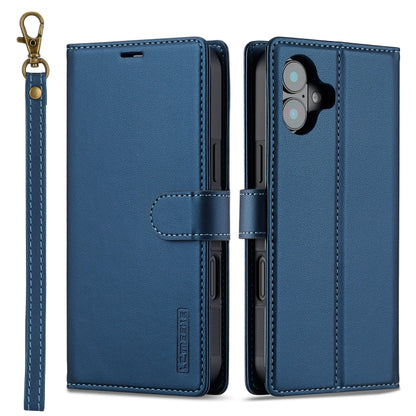 For iPhone 16 Plus LC.IMEEKE L2 Series Detachable Magsafe PU Phone Case with Lanyard(Blue) - iPhone 16 Plus Cases by LC.IMEEKE | Online Shopping UK | buy2fix