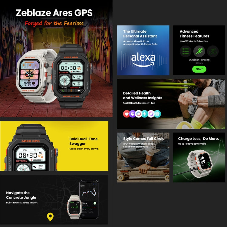 Zeblaze Ares GPS Rugged GPS Smart Watch, Support Heart Rate / Pulse Ox Blood Oxygen(Lava Black) - Smart Watches by Zeblaze | Online Shopping UK | buy2fix