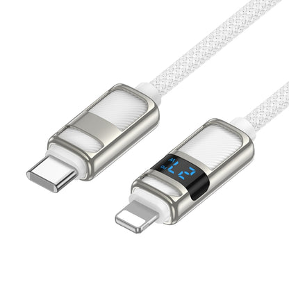 hoco U137 USB-C / Type-C to 8 Pin Line PD Charging Data Cable with Display, Length:1.2m(White) - 2 in 1 Cable by hoco | Online Shopping UK | buy2fix