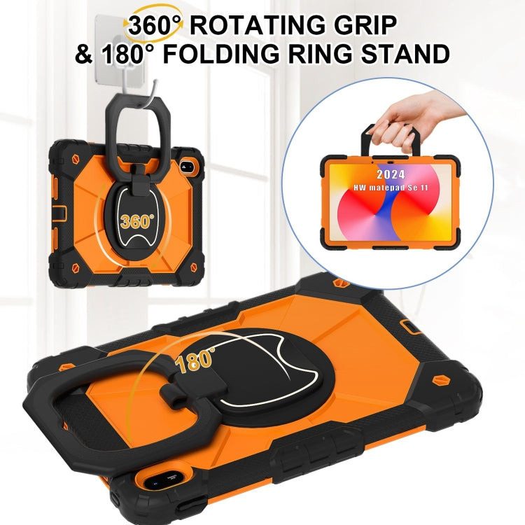 For Huawei Matepad SE 11 2024 Contrast Color Robot Silicone Hybrid PC Tablet Case(Black Orange) - Huawei by buy2fix | Online Shopping UK | buy2fix