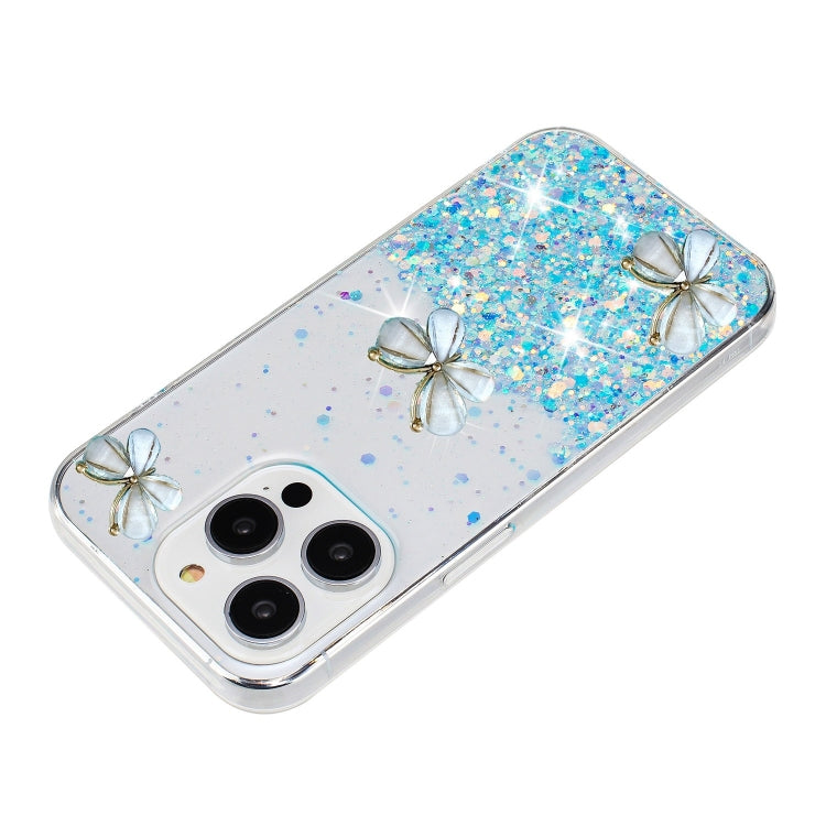 For iPhone 16 Pro Luminous Starry Sky Glitter Butterfly TPU Phone Case(Blue) - iPhone 16 Pro Cases by buy2fix | Online Shopping UK | buy2fix