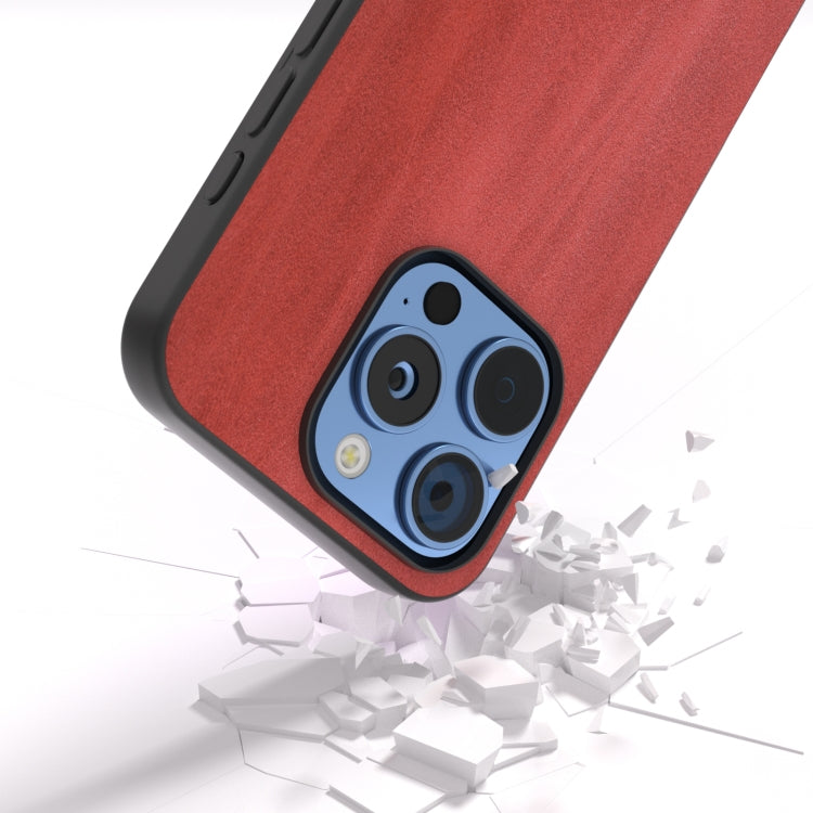 For iPhone 16 Pro Max Black Frame Two-color Calf Texture PU Phone Case(Red) - iPhone 16 Pro Max Cases by buy2fix | Online Shopping UK | buy2fix