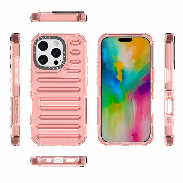 For iPhone 16 Pro High Transparency TPU Hybrid PC Airbag Phone Case(Peach Red) - iPhone 16 Pro Cases by buy2fix | Online Shopping UK | buy2fix