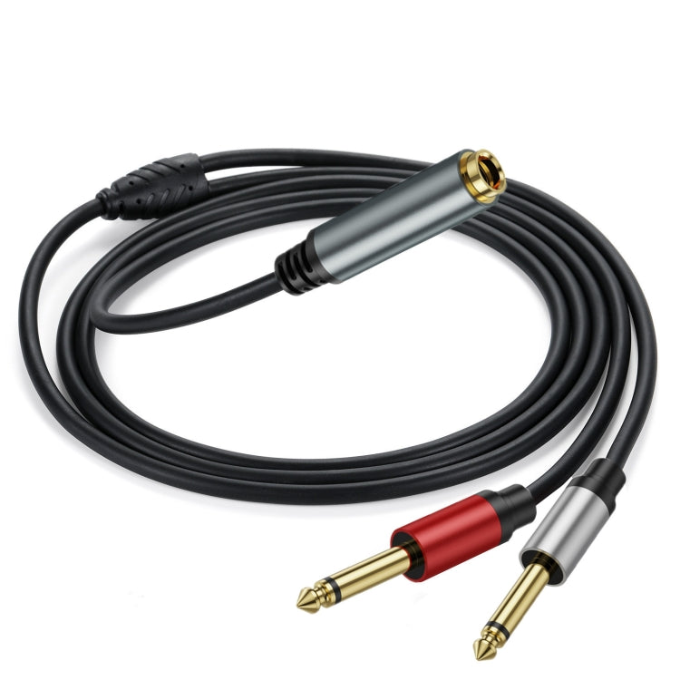 3m 6.35mm TRS Stereo Female to 2 x 6.35mm TS Male Mono Audio Adapter Cable(Black) - Video & Audio Cable by buy2fix | Online Shopping UK | buy2fix