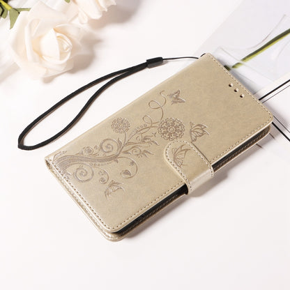 For OnePlus 12 Embossed Butterfly Flowers Leather Phone Case(Gold) - OnePlus Cases by buy2fix | Online Shopping UK | buy2fix