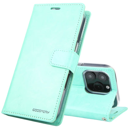 For iPhone 16 Pro Max GOOSPERY BLUE MOON Crazy Horse Texture Leather Phone Case(Mint Green) - iPhone 16 Pro Max Cases by GOOSPERY | Online Shopping UK | buy2fix