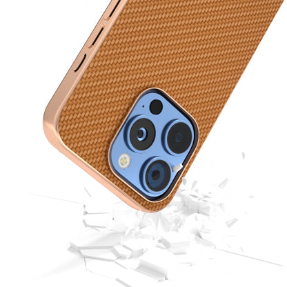 For iPhone 16 Pro Max Nano Electroplating Carbon Fiber Texture Phone Case(Brown) - iPhone 16 Pro Max Cases by buy2fix | Online Shopping UK | buy2fix