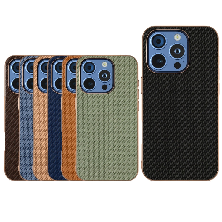 For iPhone 16 Pro Nano Electroplating Carbon Fiber Texture Phone Case(Black) - iPhone 16 Pro Cases by buy2fix | Online Shopping UK | buy2fix