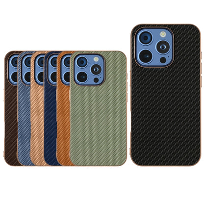 For iPhone 16 Pro Nano Electroplating Carbon Fiber Texture Phone Case(Navy Blue) - iPhone 16 Pro Cases by buy2fix | Online Shopping UK | buy2fix