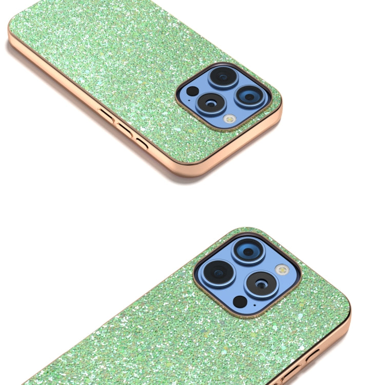 For iPhone 16 Pro Max Electroplating Frame Colorful Glitter Phone Case(Dark Green) - iPhone 16 Pro Max Cases by buy2fix | Online Shopping UK | buy2fix