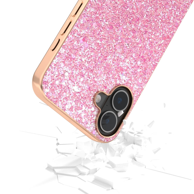 For iPhone 16 Plus Electroplating Frame Colorful Glitter Phone Case(Purple Pink) - iPhone 16 Plus Cases by buy2fix | Online Shopping UK | buy2fix